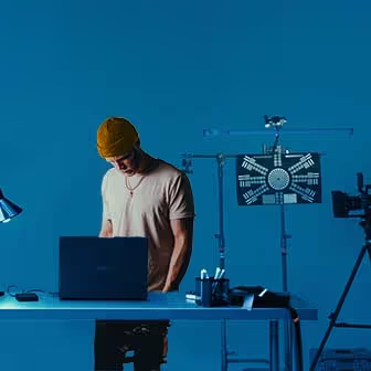 Photographer and Youtuber Daniel Lichten in his studio